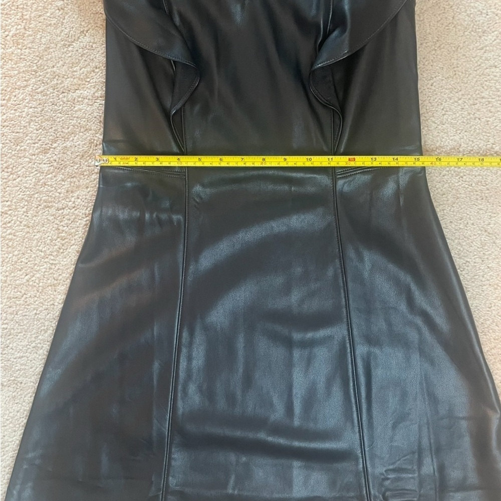 GAP, Vegan Leather, Flutter Sleeve, V-Neck ‎ A-Line Mini Dress, Black Sz 10 Tall - Picture 12 of 15